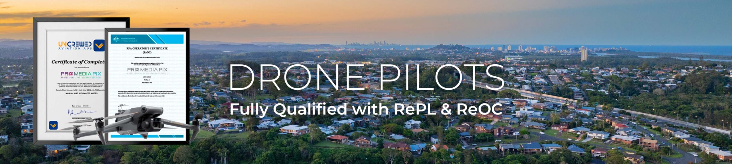 Elevated sunset views of Tweed Heads and Coolangatta viewed from Banora Point, NSW
