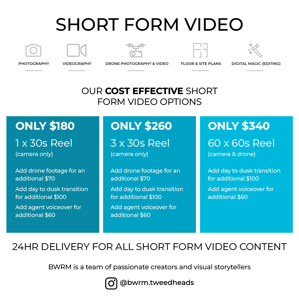 Short form video packages for Tweed Heads