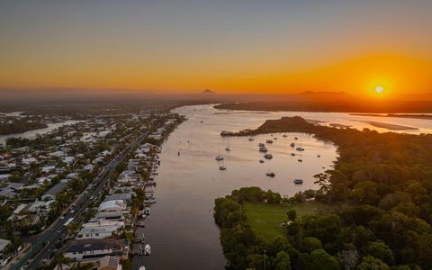 Scenic aerial views of Noosa Heads, Queensland, Australia